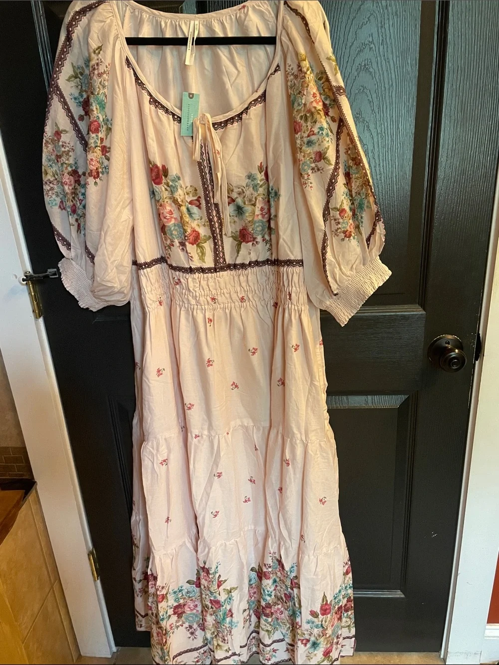 Anthropologie Floral Boho Maxi Dress in Blush - Picture 3 of 4